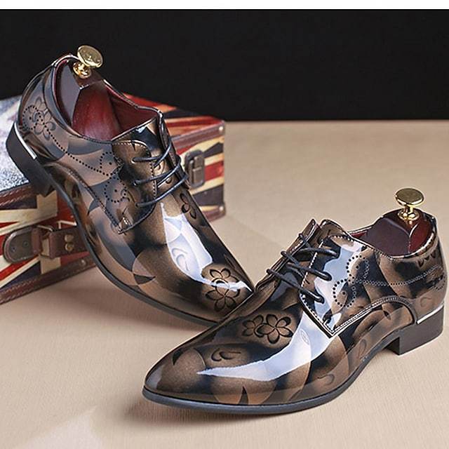 Men's Oxfords Dress Shoes Derby Shoes Floral Patent Leather Business Outdoor Daily Party