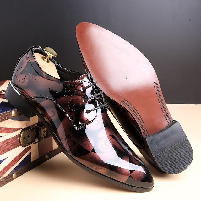 Men's Oxfords Dress Shoes Derby Shoes Floral Patent Leather Business Outdoor Daily Party