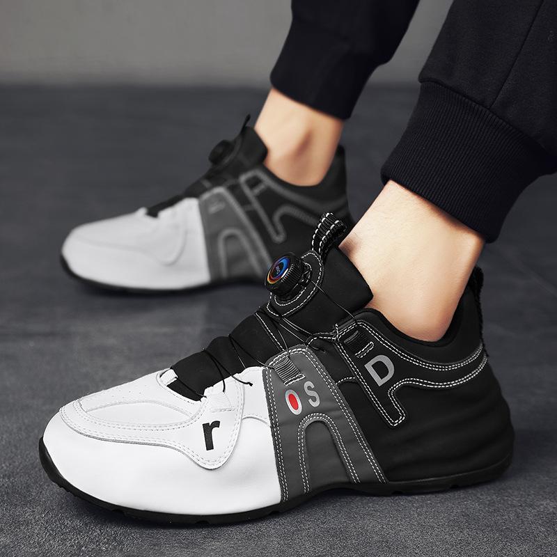 Men's leather swivel buckle sneakers