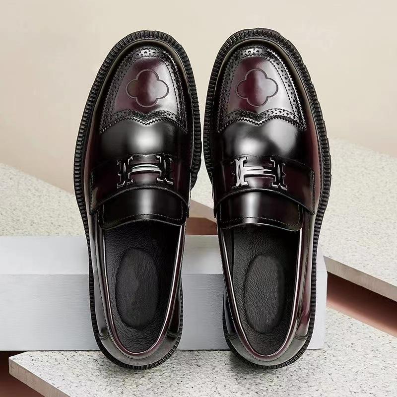 Men's Business British Wedding Black Floral Oxfords Loafers