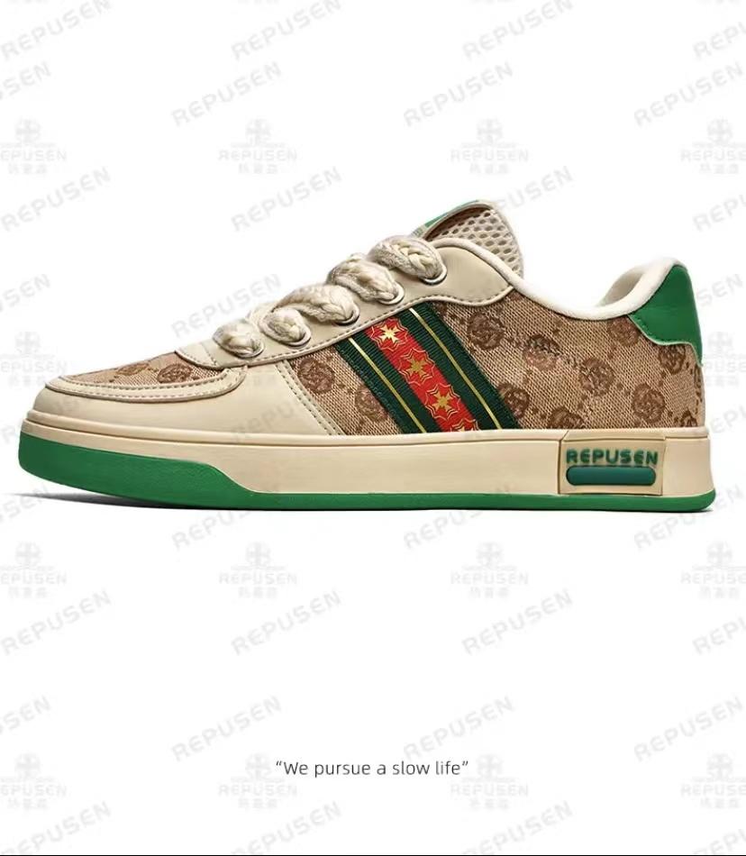 Men's Waterproof Breathable White Rainbow Color Block Sneakers