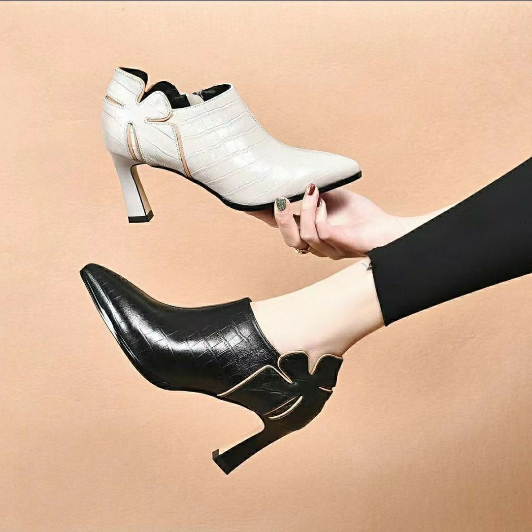 Soft Leather Flower High Heels (7cm)