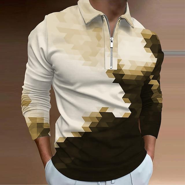 Men's Abstract Graphic Prints Geometry Turndown Polo Shirt