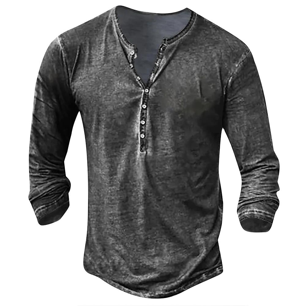 Men's Tee Snowflake Collarless Light gray Dark Gray Brown White Black 3D Print Street Casual Long Sleeve 3D Print Clothing Apparel Nostalgic