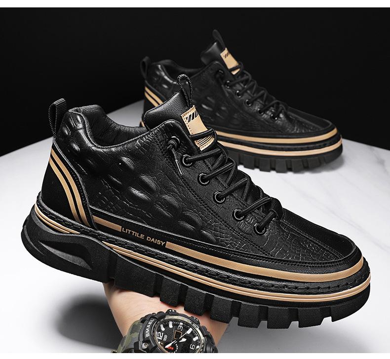 Men's Slip-on Crocodile-print Waterproof Non-slip Board Sneakers