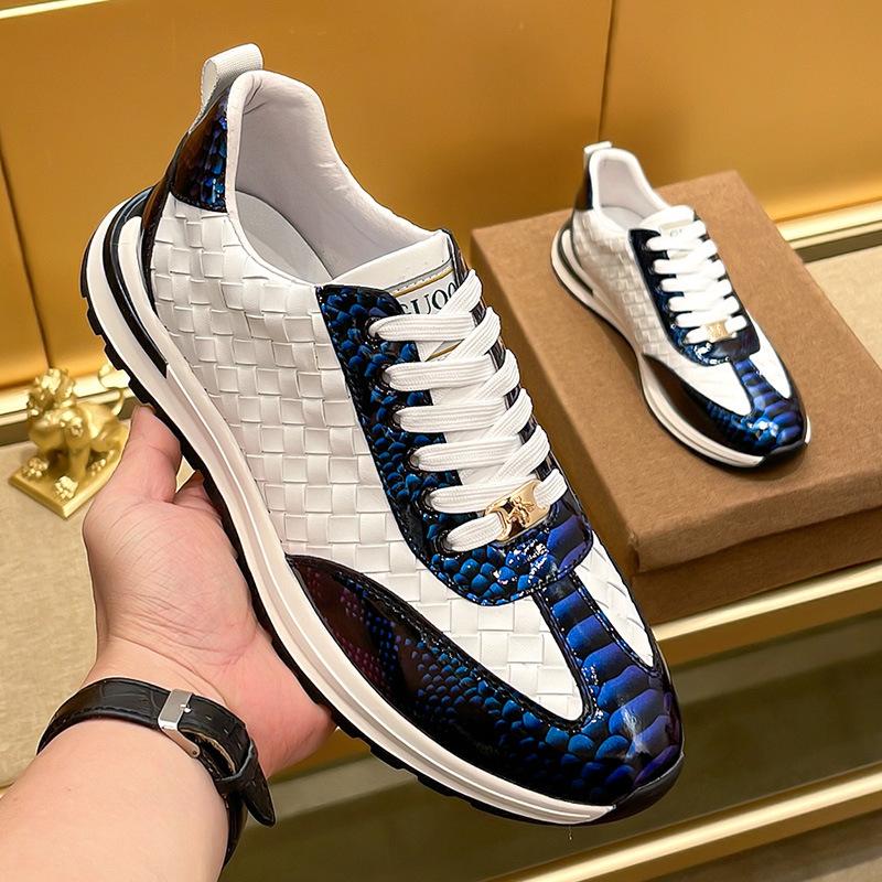 Snakescale Leather Woven Sneakers