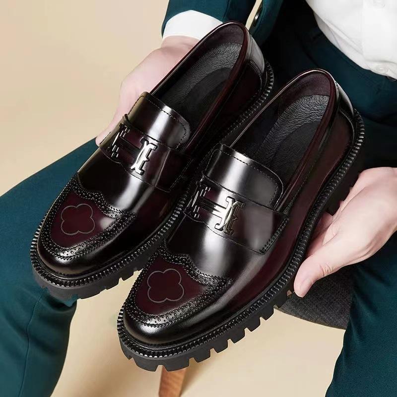 Men's Business British Wedding Black Floral Oxfords Loafers