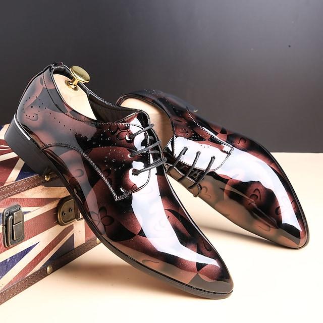 Men's Oxfords Dress Shoes Derby Shoes Floral Patent Leather Business Outdoor Daily Party