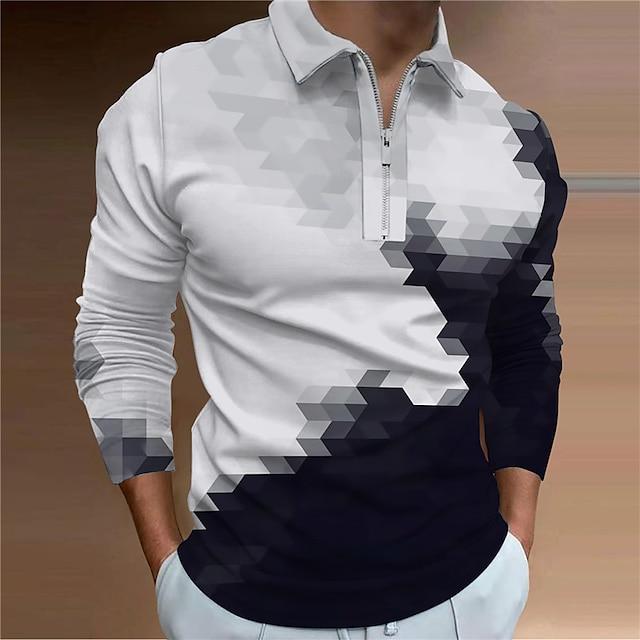 Men's Abstract Graphic Prints Geometry Turndown Polo Shirt