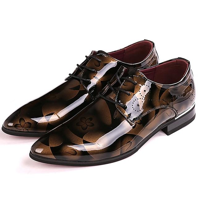Men's Oxfords Dress Shoes Derby Shoes Floral Patent Leather Business Outdoor Daily Party
