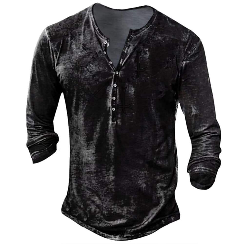 Men's Tee Snowflake Collarless Light gray Dark Gray Brown White Black 3D Print Street Casual Long Sleeve 3D Print Clothing Apparel Nostalgic