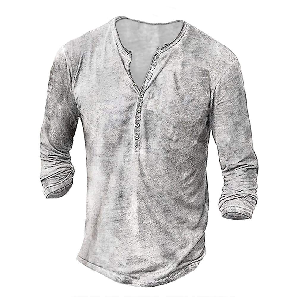 Men's Tee Snowflake Collarless Light gray Dark Gray Brown White Black 3D Print Street Casual Long Sleeve 3D Print Clothing Apparel Nostalgic