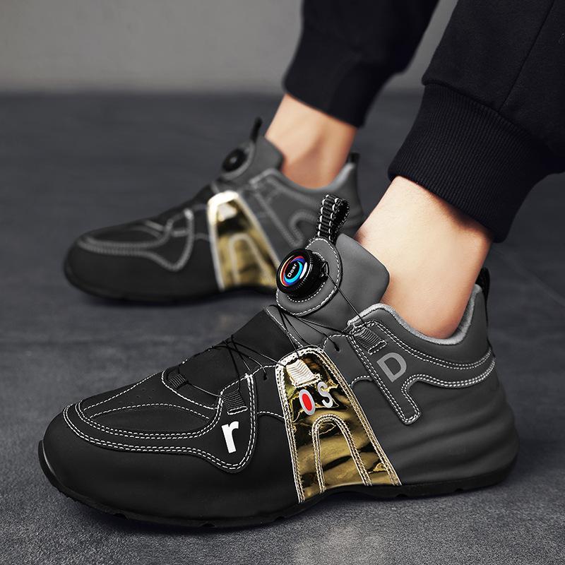 Men's leather swivel buckle sneakers