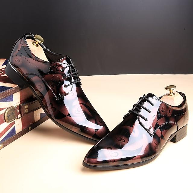 Men's Oxfords Dress Shoes Derby Shoes Floral Patent Leather Business Outdoor Daily Party