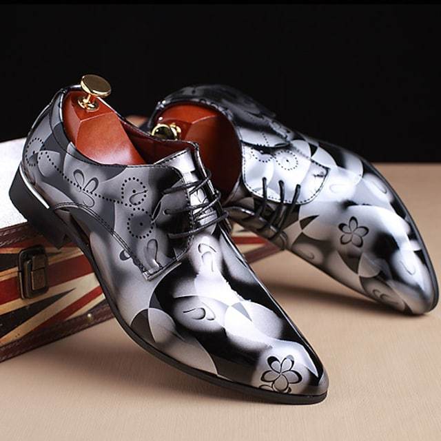 Men's Oxfords Dress Shoes Derby Shoes Floral Patent Leather Business Outdoor Daily Party