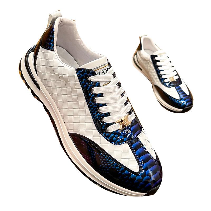 Snakescale Leather Woven Sneakers