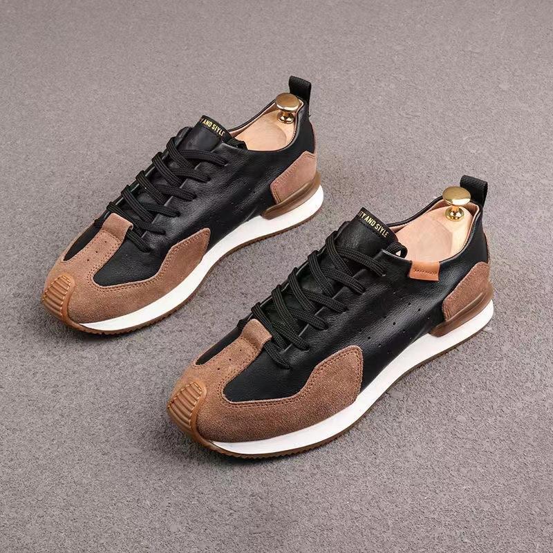 Men's Knit Faux Leather Breathable Sneakers