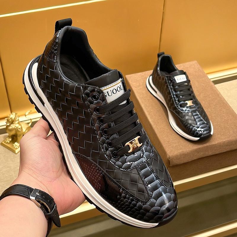 Snakescale Leather Woven Sneakers