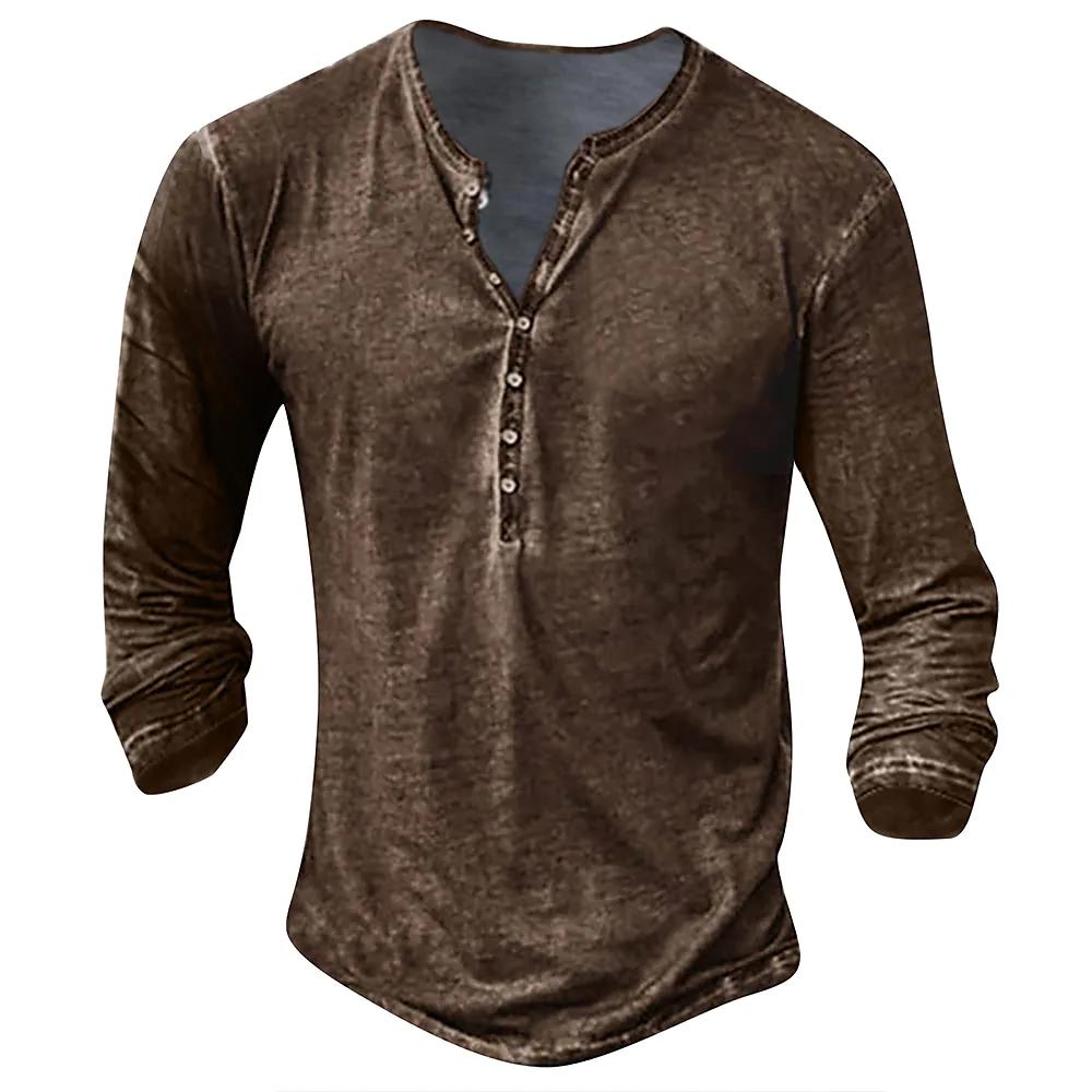 Men's Tee Snowflake Collarless Light gray Dark Gray Brown White Black 3D Print Street Casual Long Sleeve 3D Print Clothing Apparel Nostalgic