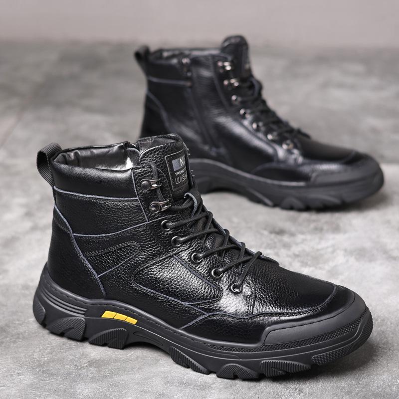 Genuine leather wool warm cotton shoes