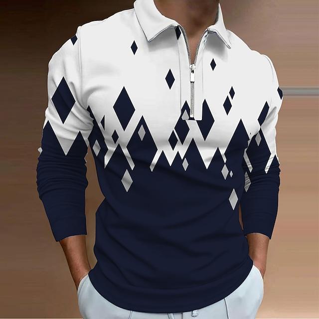 Men's Abstract Graphic Prints Geometry Turndown Polo Shirt