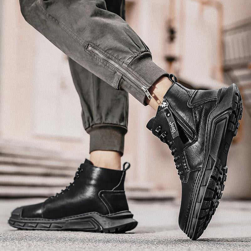 Utility panel style fleece martin boots