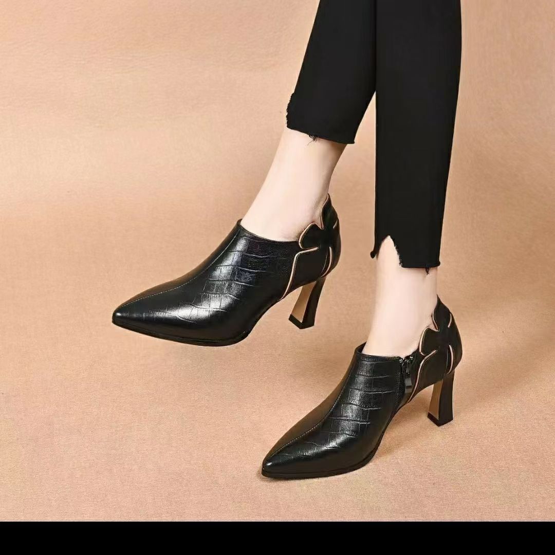 Soft Leather Flower High Heels (7cm)