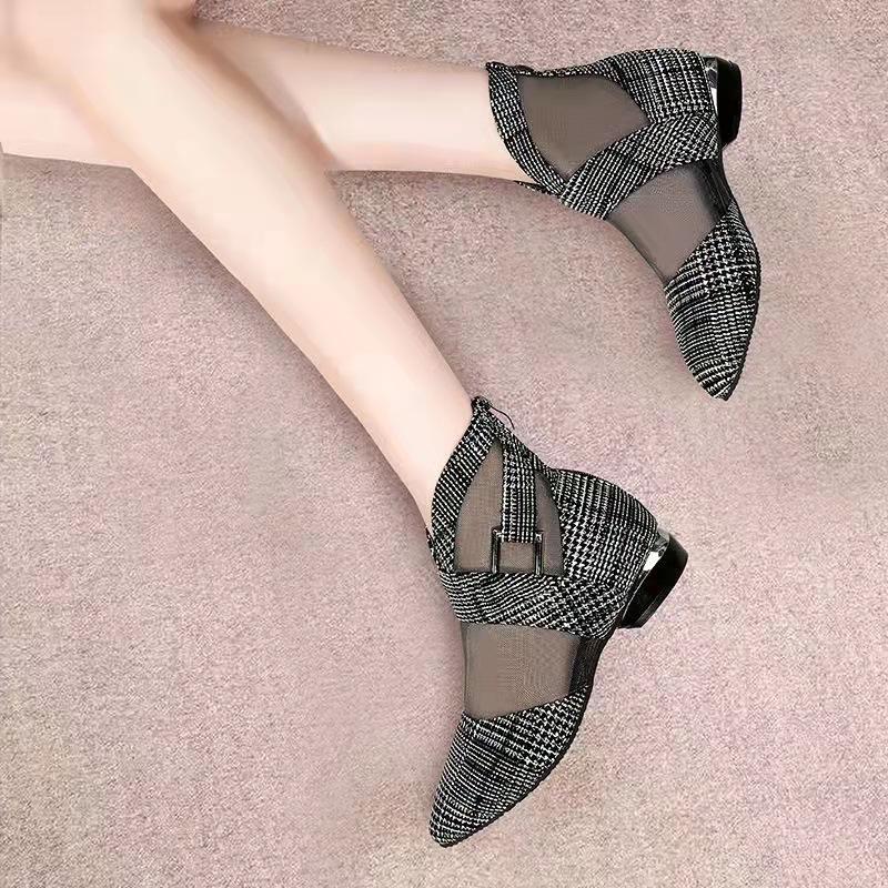 autumn plaid mesh boots
