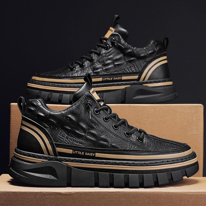 Men's Slip-on Crocodile-print Waterproof Non-slip Board Sneakers