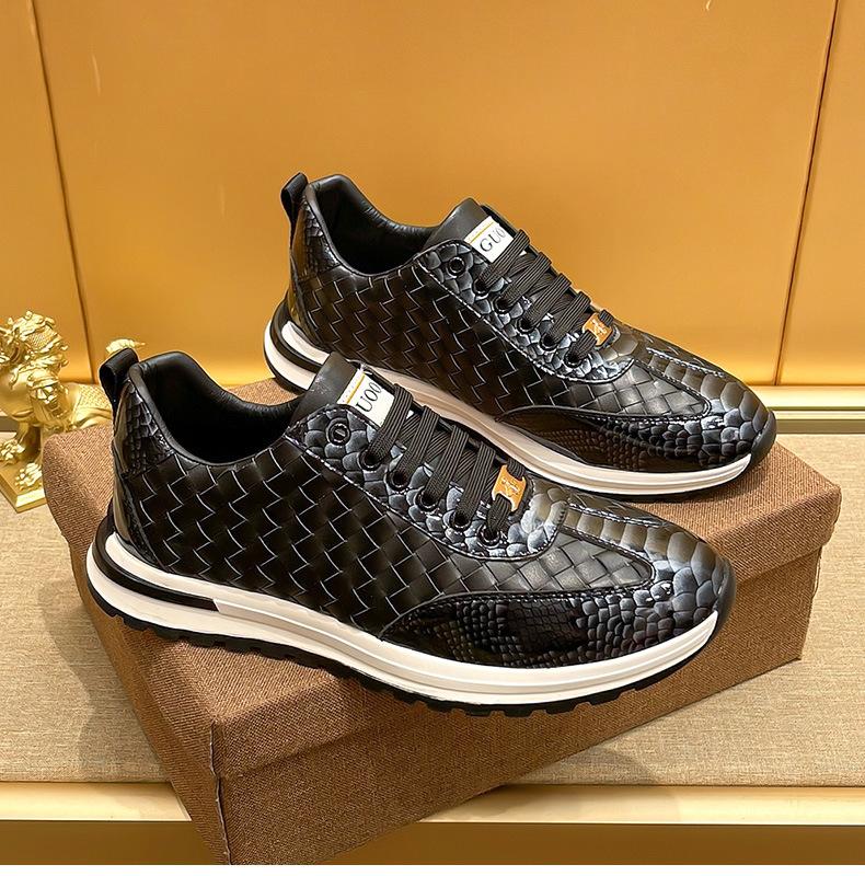 Snakescale Leather Woven Sneakers