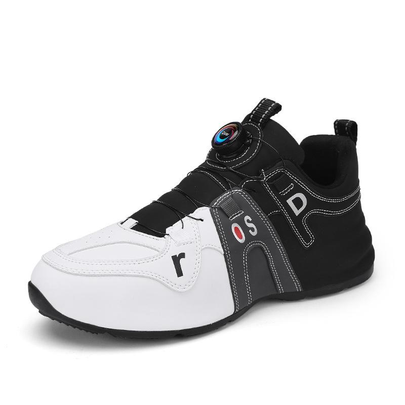 Men's leather swivel buckle sneakers