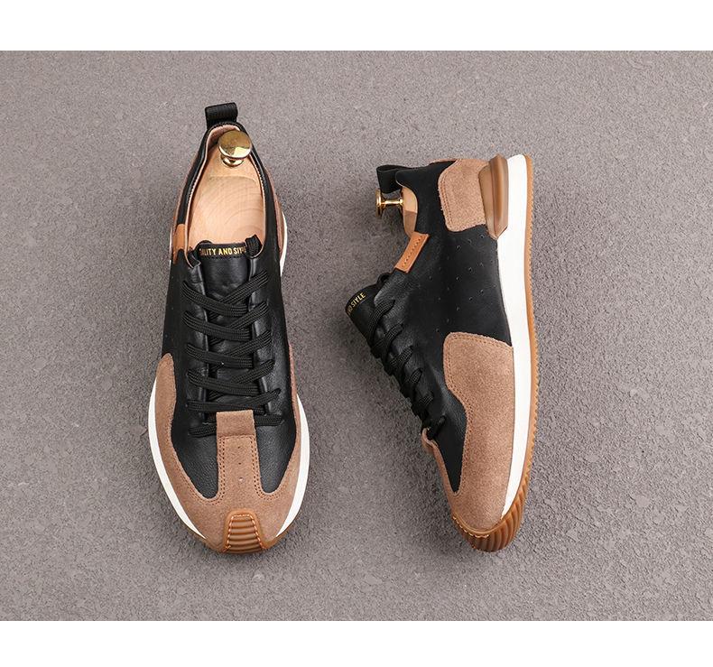 Men's Knit Faux Leather Breathable Sneakers