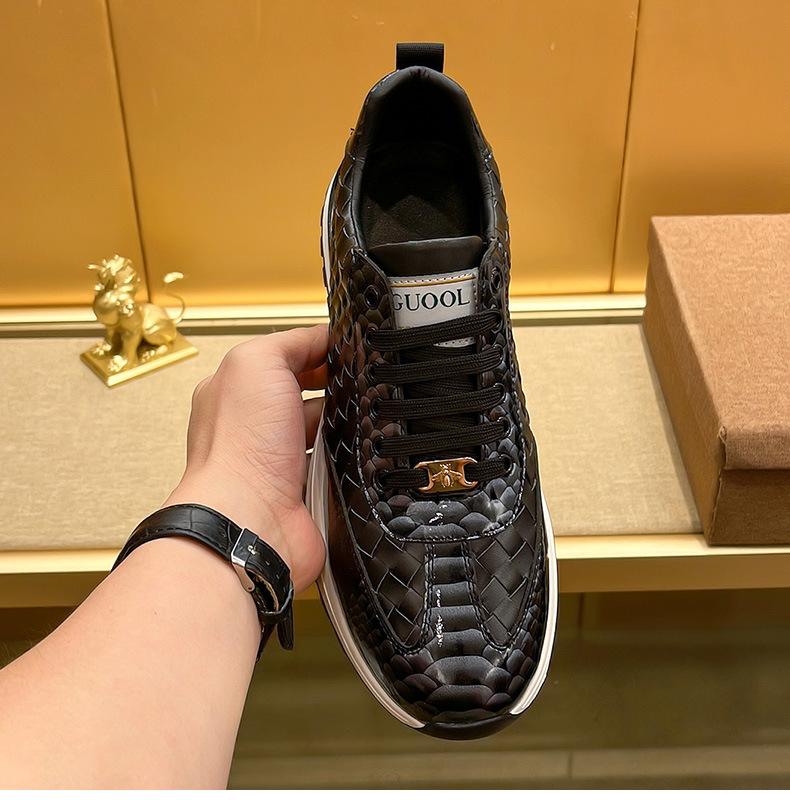 Snakescale Leather Woven Sneakers