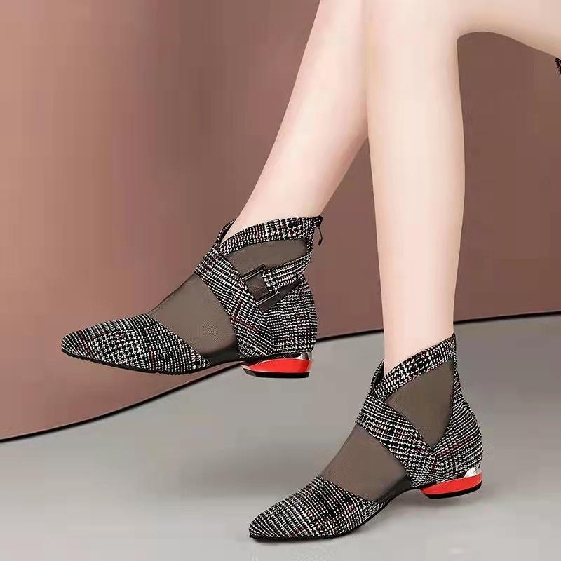 autumn plaid mesh boots