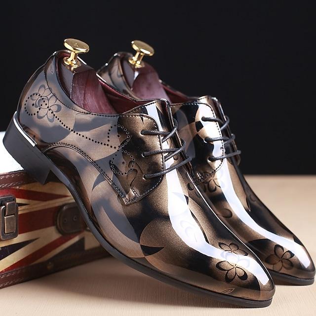 Men's Oxfords Dress Shoes Derby Shoes Floral Patent Leather Business Outdoor Daily Party