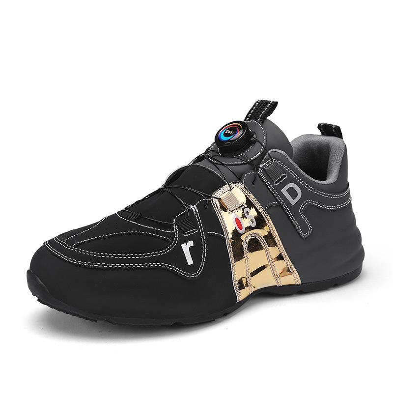 Men's leather swivel buckle sneakers