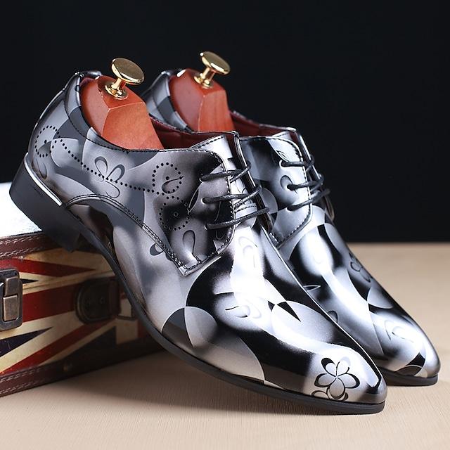 Men's Oxfords Dress Shoes Derby Shoes Floral Patent Leather Business Outdoor Daily Party