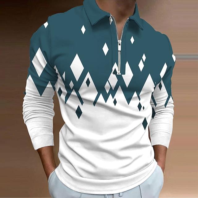 Men's Abstract Graphic Prints Geometry Turndown Polo Shirt