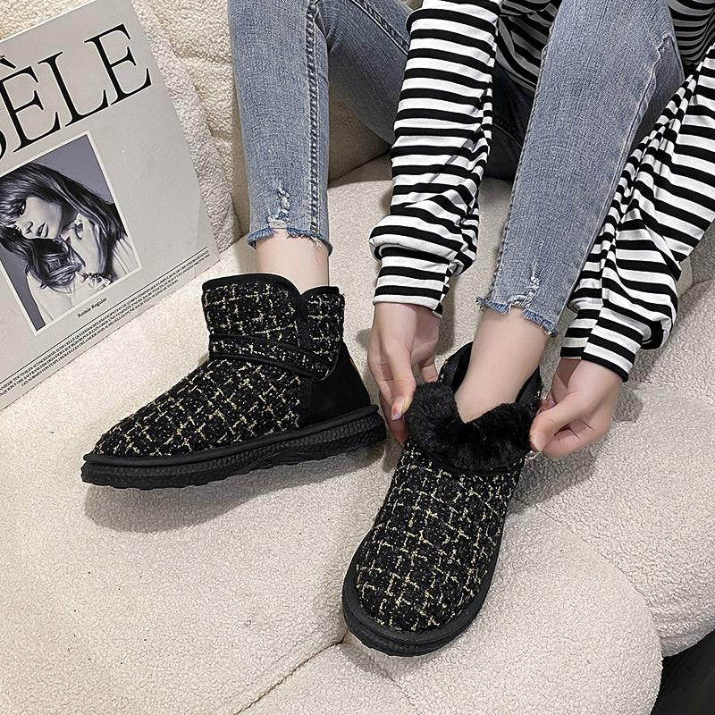 Cotton Velvet Snow Boots
