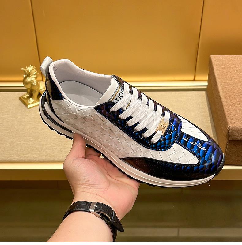 Snakescale Leather Woven Sneakers