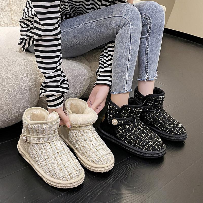 Cotton Velvet Snow Boots