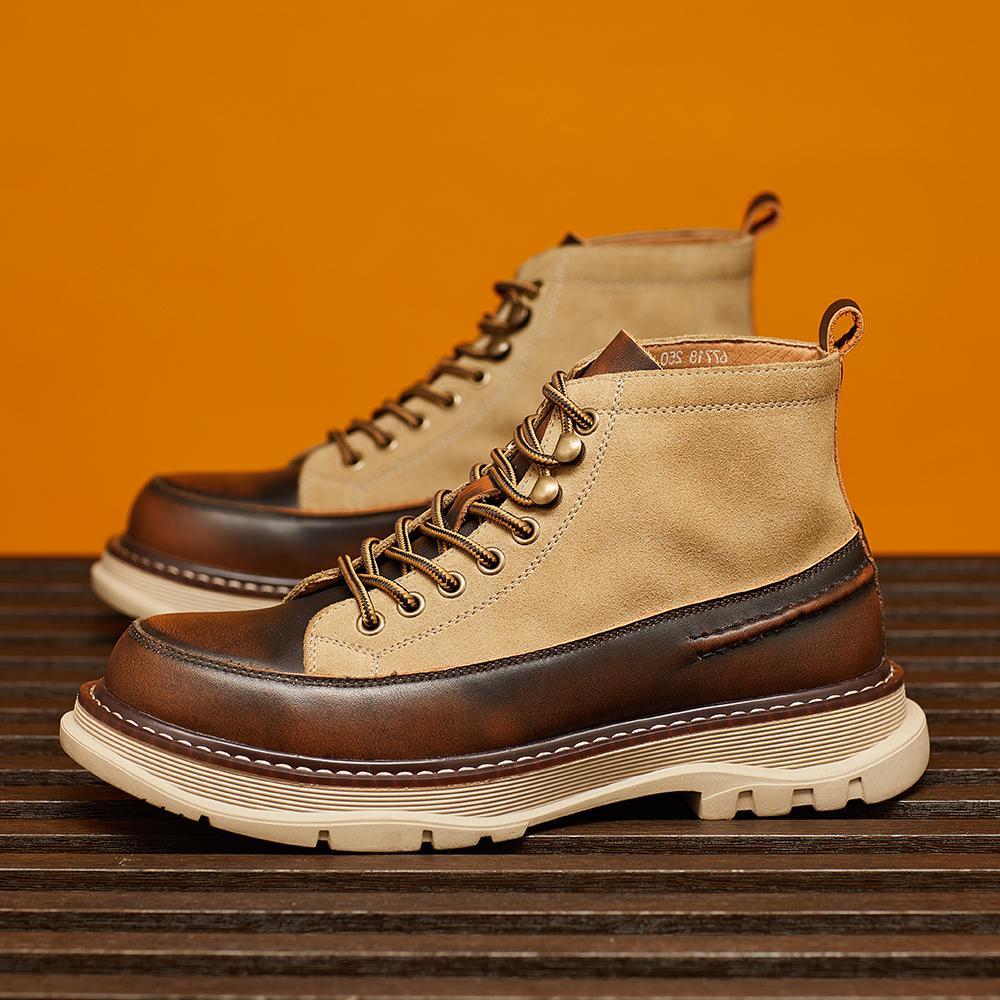 Cowhide and suede stitching retro Martin boots