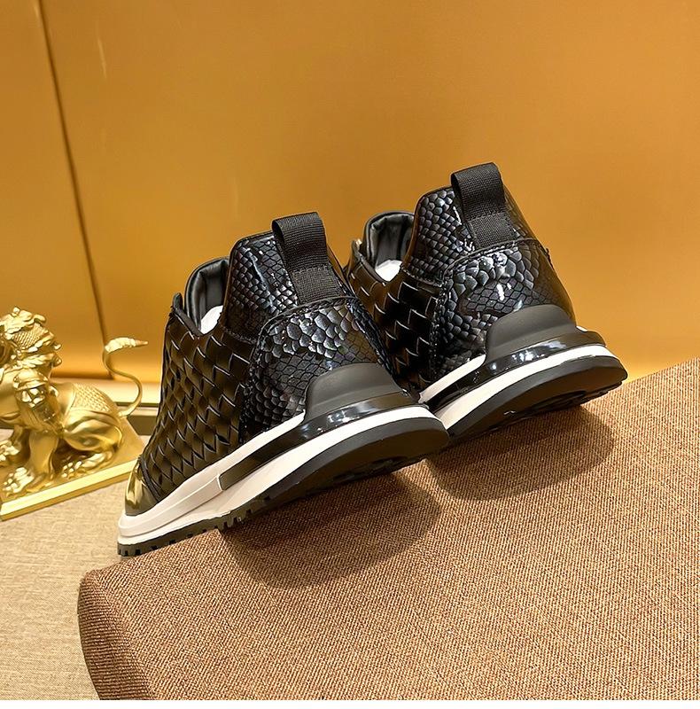 Snakescale Leather Woven Sneakers