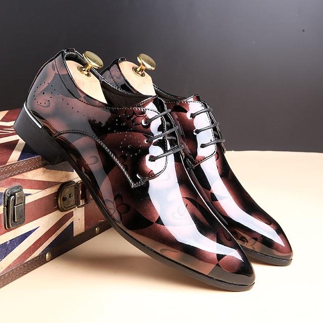 Men's Oxfords Dress Shoes Derby Shoes Floral Patent Leather Business Outdoor Daily Party
