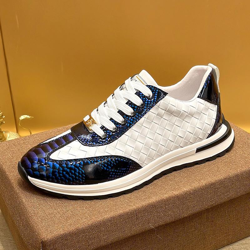 Snakescale Leather Woven Sneakers