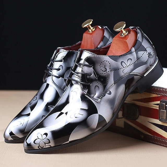 Men's Oxfords Dress Shoes Derby Shoes Floral Patent Leather Business Outdoor Daily Party