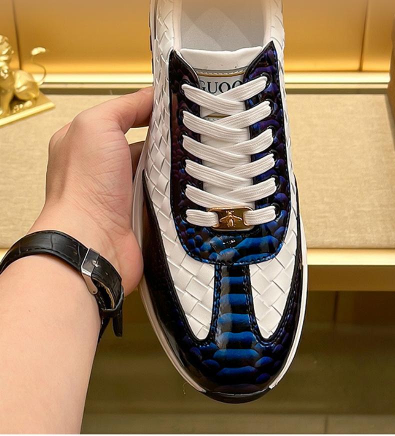Snakescale Leather Woven Sneakers