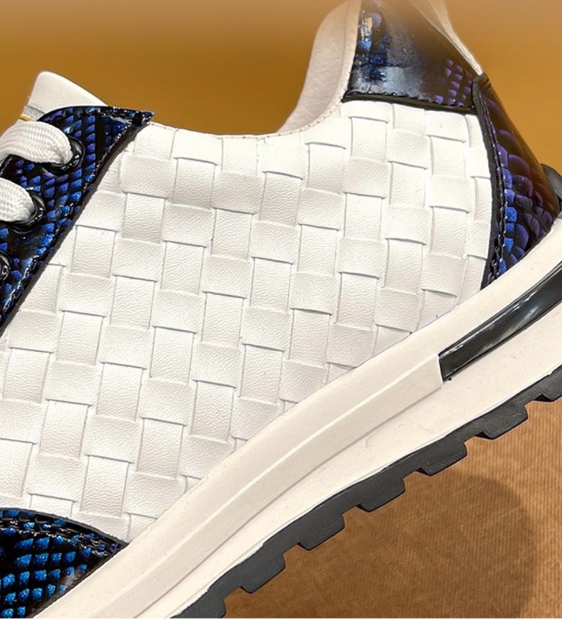 Snakescale Leather Woven Sneakers