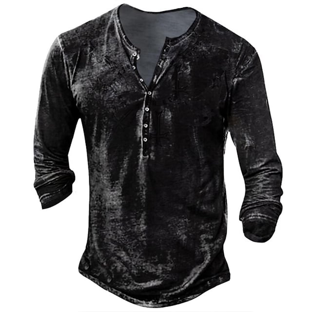 Men's Tee Snowflake Collarless Light gray Dark Gray Brown White Black 3D Print Street Casual Long Sleeve 3D Print Clothing Apparel Nostalgic