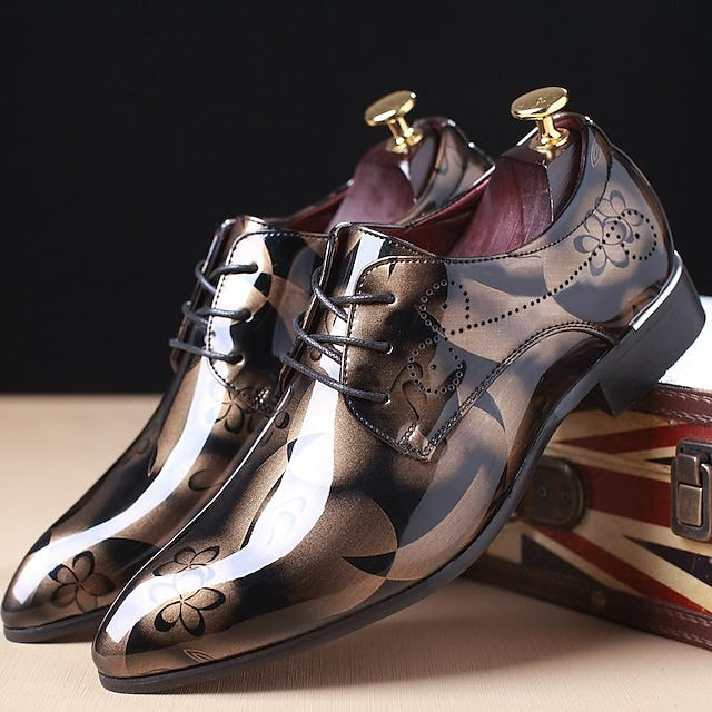 Men's Oxfords Dress Shoes Derby Shoes Floral Patent Leather Business Outdoor Daily Party